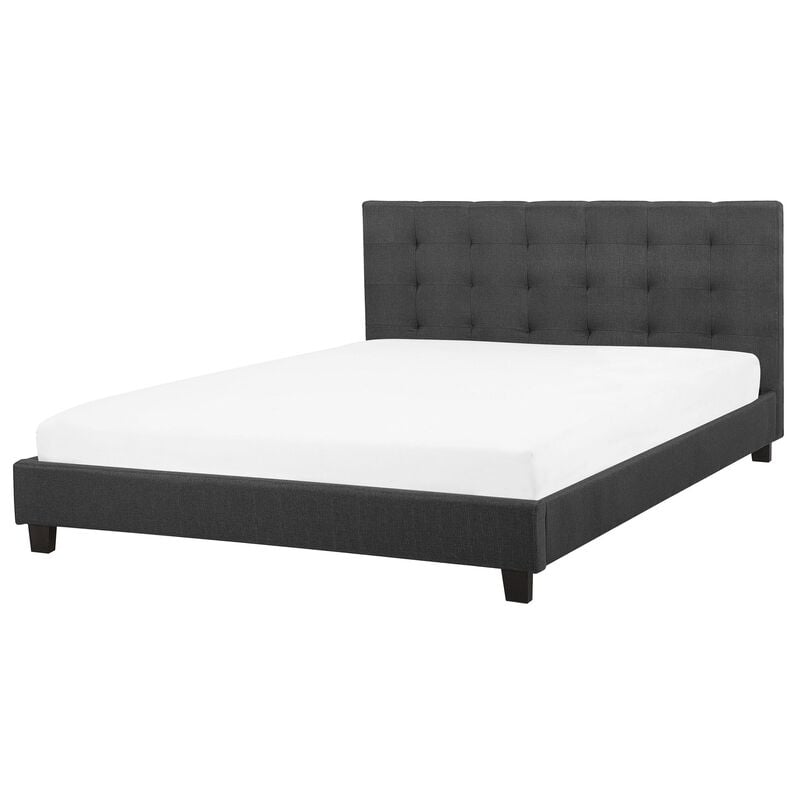 

Beliani - Cama tapizada con somier color gris oscuro 160x200 cm LA ROCHELLE