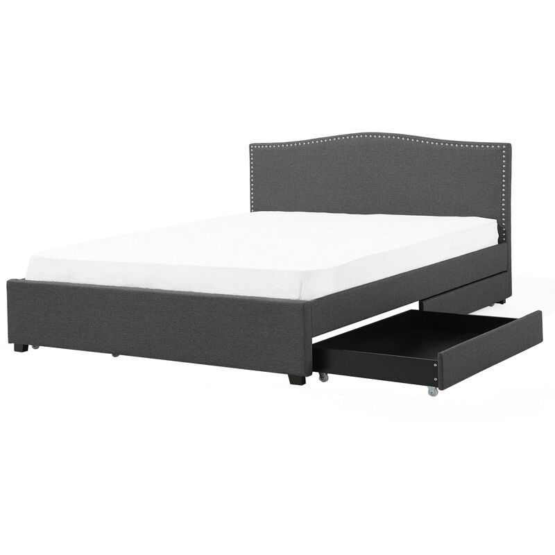 

Beliani - Cama tapizada gris con almacenaje 160x200 cm MONTPELLIER