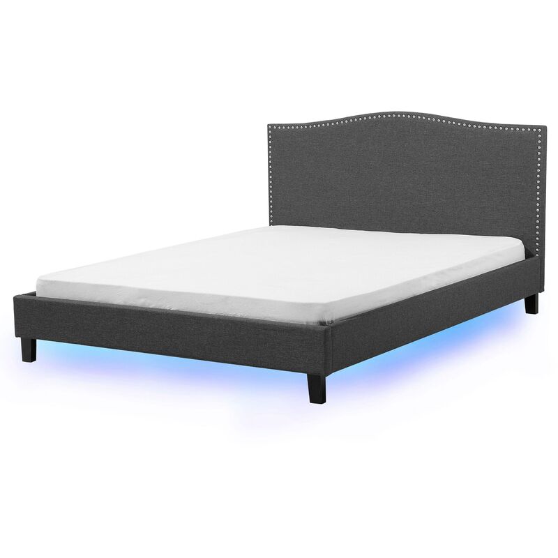 

Cama tapizada gris con almacenaje y LED multicolor 160x200 cm MONTPELLIER