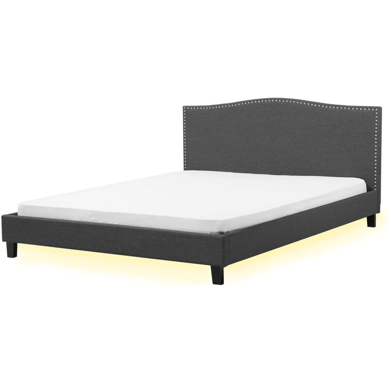 

Beliani - Cama tapizada gris con LED blanca 180x200 cm MONTPELLIER