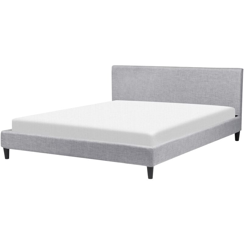 

Beliani - Cama tapizada en tela gris claro 180x200 cm FITOU