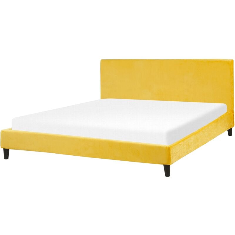 

Beliani - Cama de terciopelo amarillo 180 x 200 cm FITOU