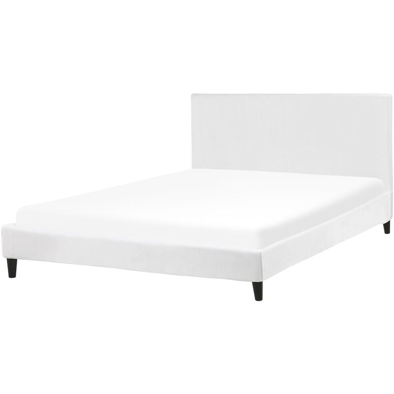 

Beliani - Cama de terciopelo blanco 160 x 200 cm FITOU