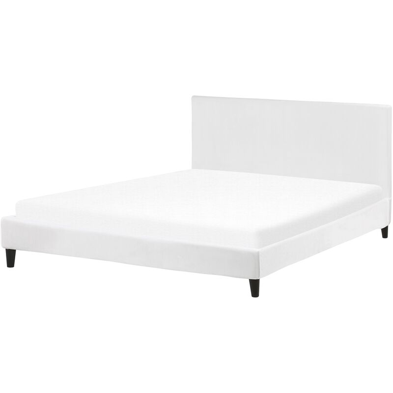 

Beliani - Cama de terciopelo blanco 180 x 200 cm FITOU