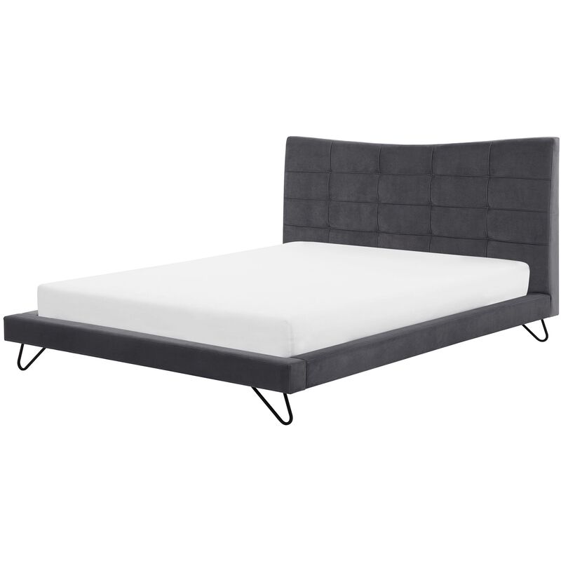 

Beliani - Cama de terciopelo gris 180 x 200 cm LANNION