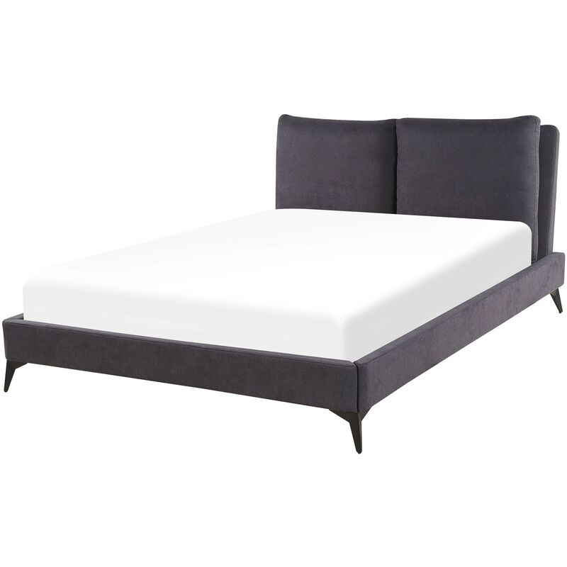 

Cama de terciopelo gris oscuro 140 x 200 cm MELLE