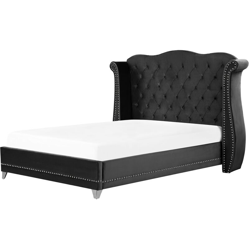 

Cama de terciopelo negro 180 x 200 cm AYETTE