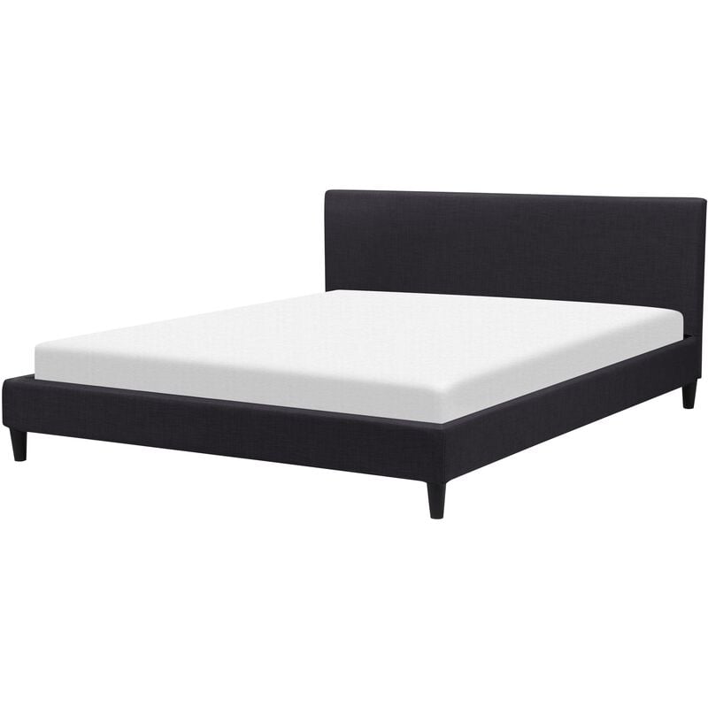 

Beliani - Cama tapizada en terciopelo negra 180x200 cm FITOU