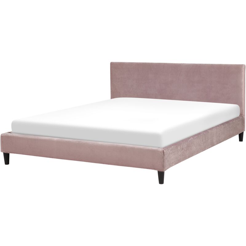 

Beliani - Cama de terciopelo rosa 160 x 200 cm FITOU