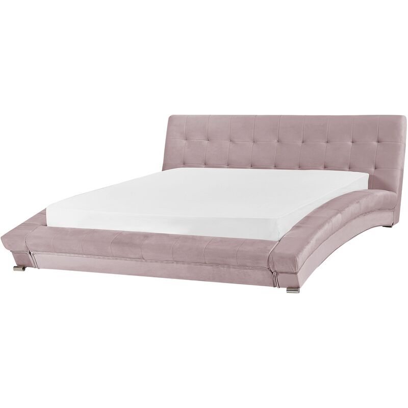 

Beliani - Cama de terciopelo rosa 160 x 200 cm LILLE