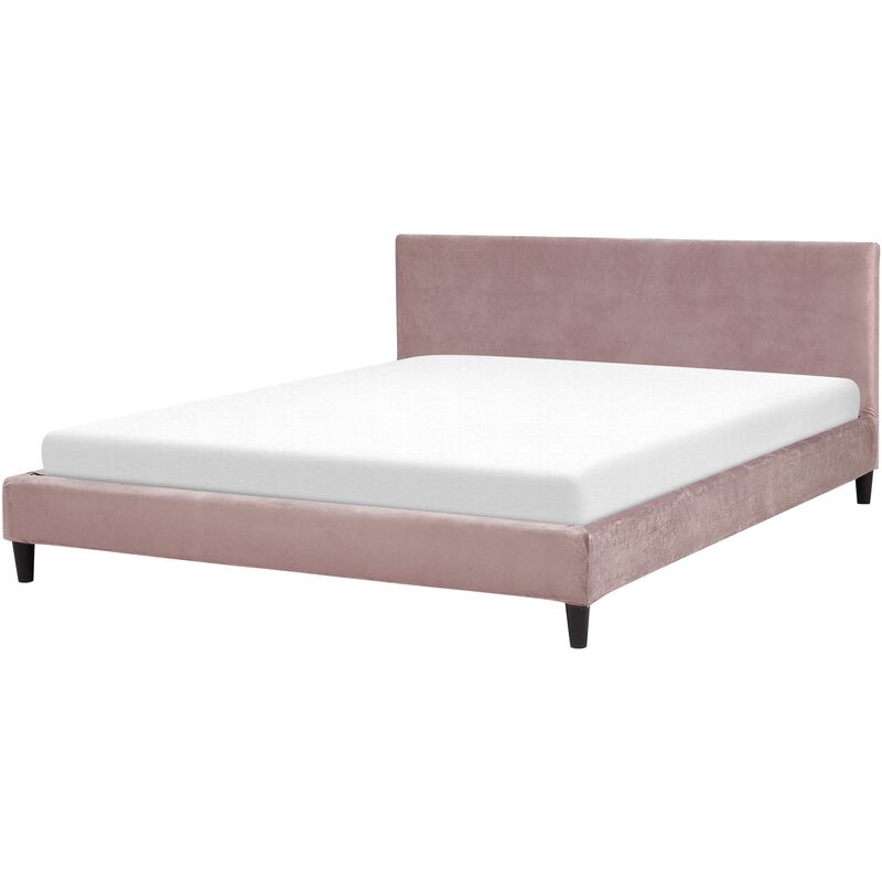 

Beliani - Cama de terciopelo rosa 180 x 200 cm FITOU