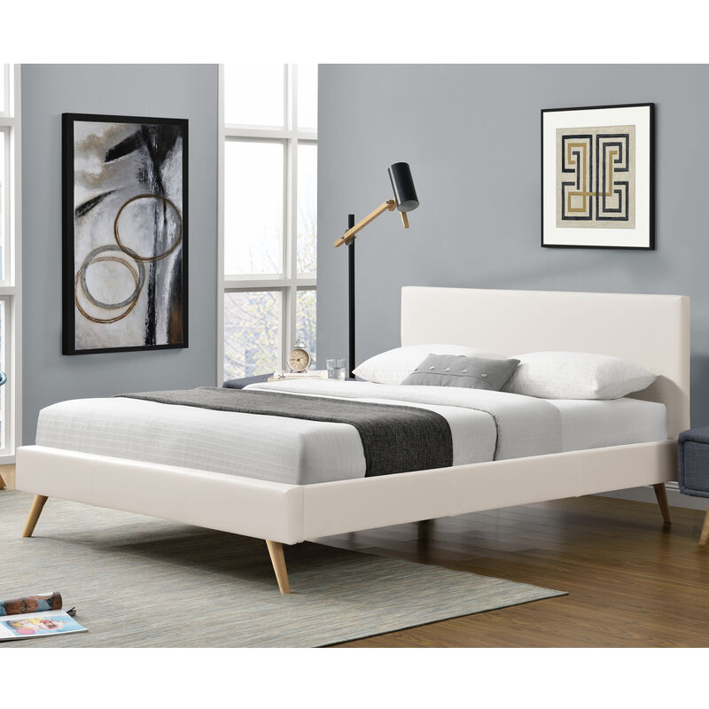 

Corium - Cama Tapizada Funchal - 180 x 200 cm - Cama Doble con Somier - Cama de Matrimonio - de Cuero sintético - Blanco mate