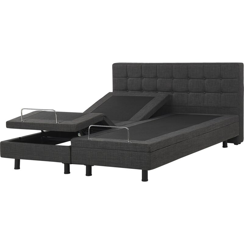 

Beliani - Cama tapizada gris ajustable eléctricamente 180x200 cm DUKE