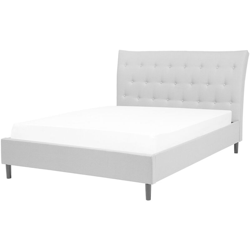 

Beliani - Cama tapizada gris claro 140x200 cm SAVERNE