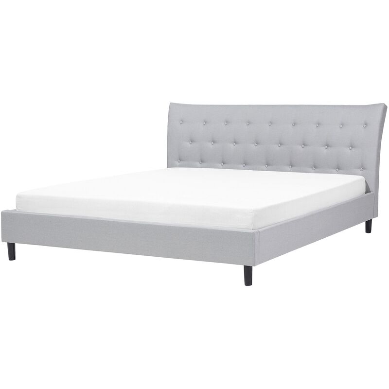 

Beliani - Cama tapizada gris claro 180x200 cm SAVERNE