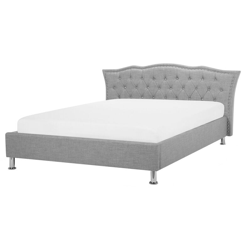 

Beliani - Cama tapizada gris con somier 140x200 cm METZ