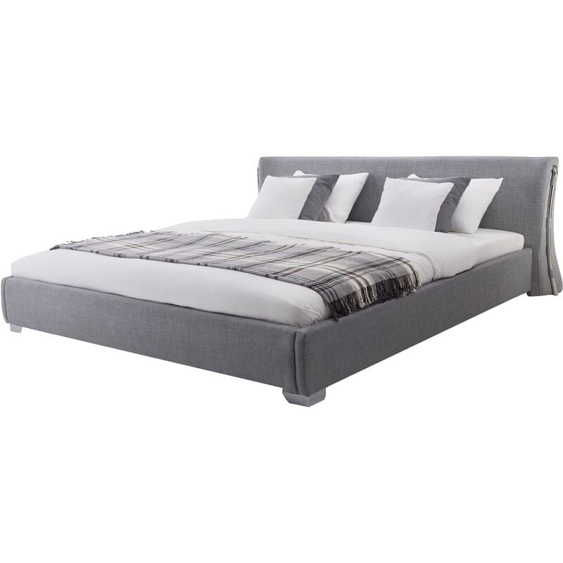 

Beliani - Cama tapizada gris con somier 140x200 cm PARIS