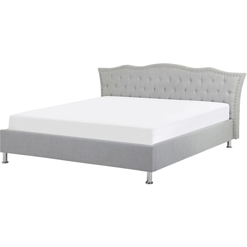 

Beliani - Cama tapizada gris con somier 160x200 cm METZ