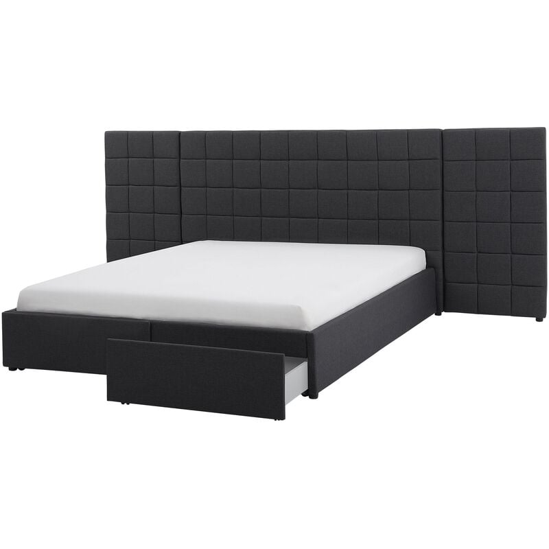 

Beliani - Cama tapizada gris con somier 160x200 cm MILLAU