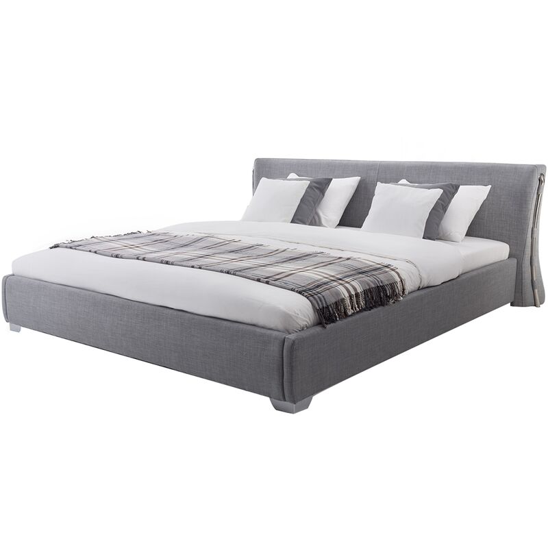 

Beliani - Cama tapizada gris con somier 180x200 cm PARIS