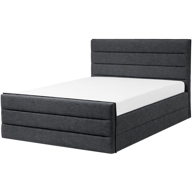 

Cama tapizada gris oscuro con somier 160x200 cm VALBONNE