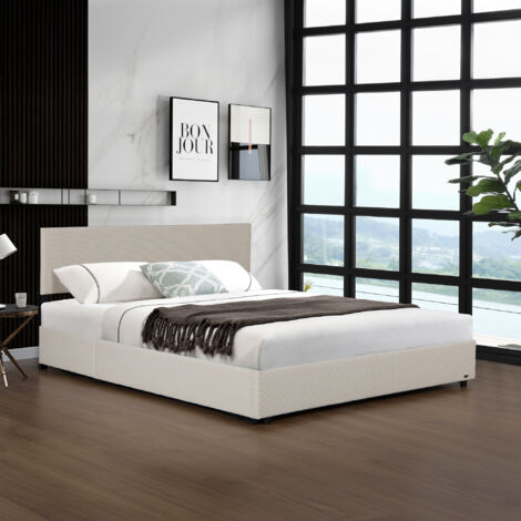 Cama tapizada Juva con somier abatible 180x200cm - Beige Corium