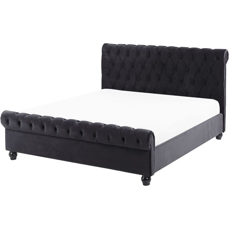 

Cama de terciopelo negro 140 x 200 cm AVALLON