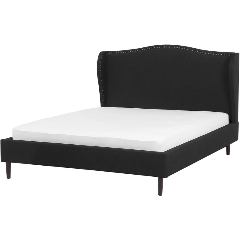 

Beliani - Cama tapizada negra 140x200 cm COLMAR