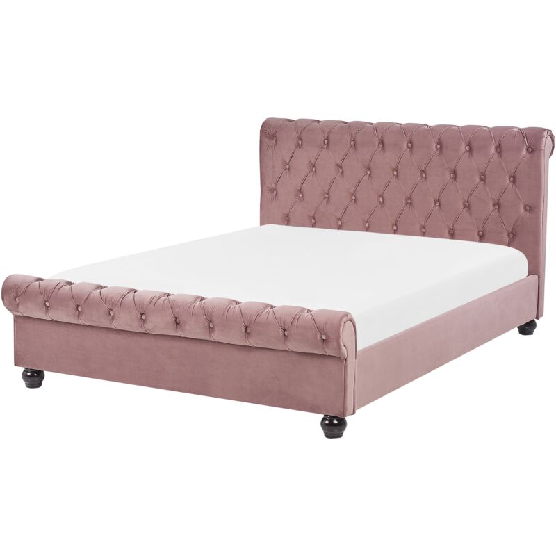 

Cama de terciopelo rosa 140 x 200 cm AVALLON