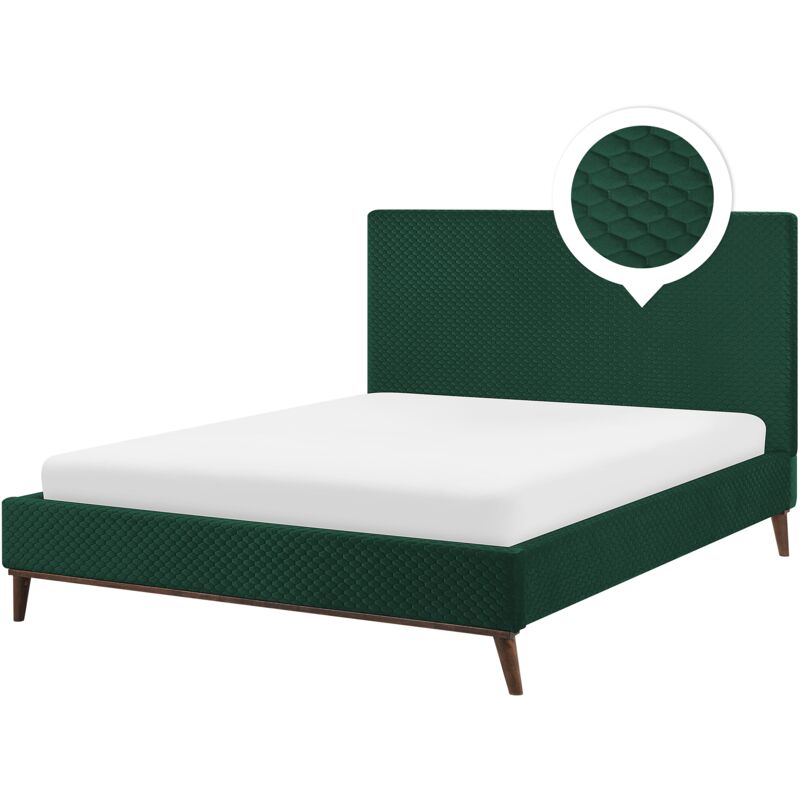 

Beliani - Cama de terciopelo verde oscuro 180 x 200 cm BAYONNE