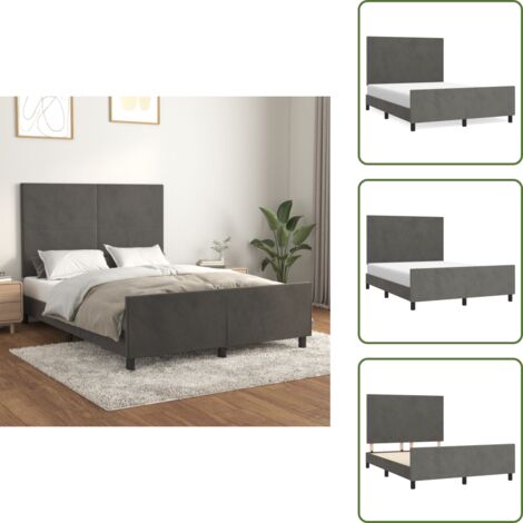 Cama terciopelo - vidaXL Estructura de cama sin colchón terciopelo gris oscuro 140x200cm - Cama con altura regulable