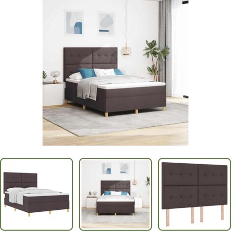 Cama tipo box spring -  Cama tipo Box Spring Marrón Oscuro 140 x 200 cm tela