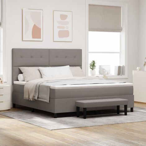 Cama tipo Box Spring con cabecera Taupé 180 x 200 cm tela