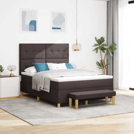 Cama tipo Box Spring con cojín Marrón oscuro 200 x 140 cm tela
