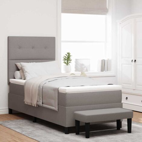 Cama tipo Box Spring con cojín Taupé 90 x 200 cm tela