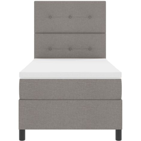 Cama tipo Box Spring con colchón con LED Taupé 90 x 190 cm tela
