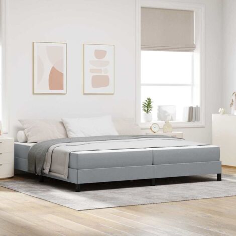 Cama tipo Box Spring con colchón Gris claro 200 x 200 cm tela