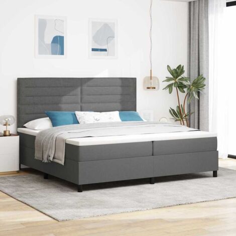 Cama tipo Box Spring con colchón Gris oscuro 200 x 200 cm tela