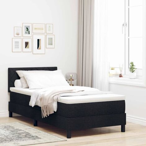 Cama tipo Box Spring con colchón Negro 100 x 200 cm tela