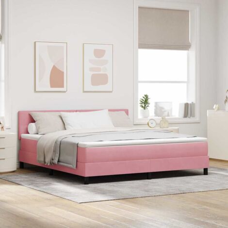 Cama tipo Box Spring con colchón Rosa 180 x 200 cm Terciopelo