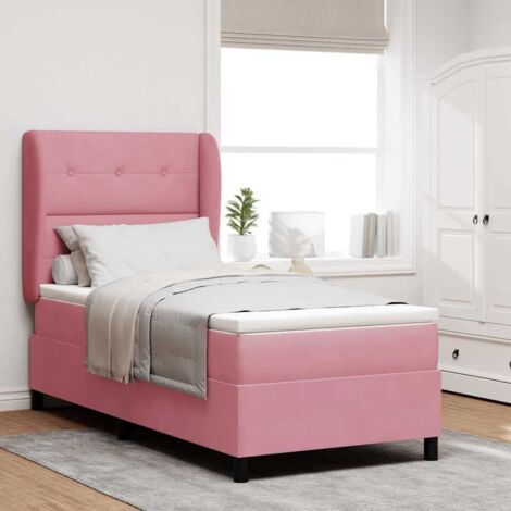 Cama tipo Box Spring con colchón Rosa 200 x 100 cm Terciopelo