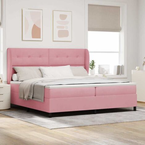 Cama tipo Box Spring con colchón Rosa 200 x 200 cm Terciopelo
