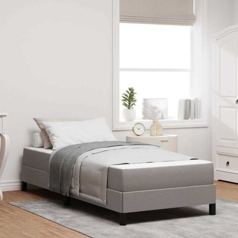 Cama tipo Box Spring con colchón Taupé 90 x 200 cm tela