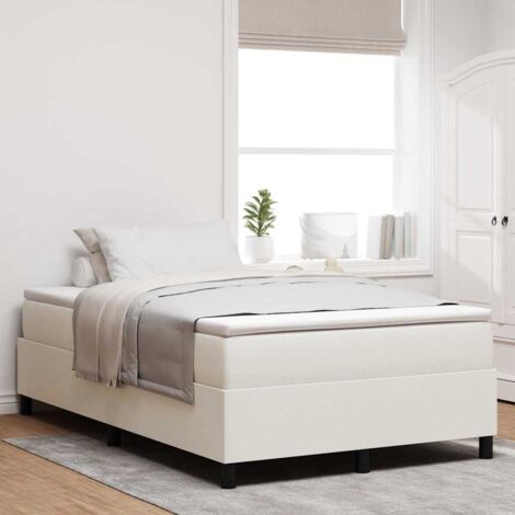 Cama tipo Box Spring Crema 120 x 190 cm Telas de pana