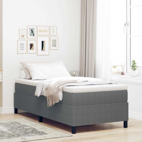 Cama tipo Box Spring Gris claro 80 x 200 cm Telas de pana