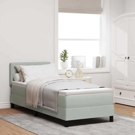 Cama tipo Box Spring Gris Claro 80 x 200 cm Terciopelo