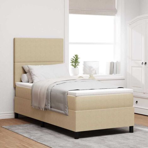 Cama tipo Box Spring Gris claro y . 80 x 200 cm Tela de Pana