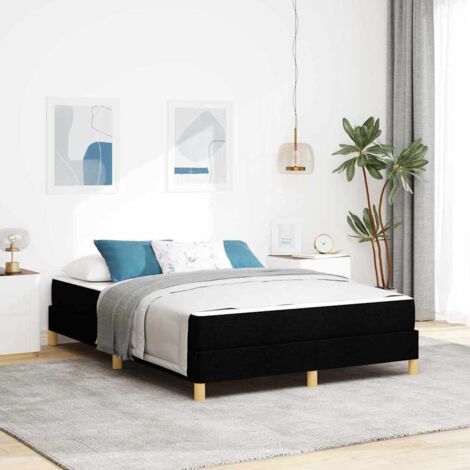 Cama tipo Box Spring Negro y Marrón 140 x 200 cm