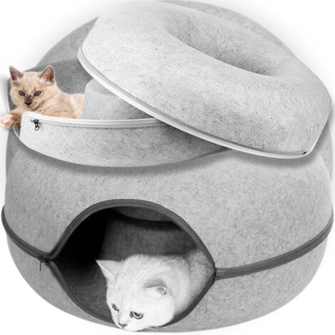 Cama túnel con forma de donut, juguete antiestrés para gatos redondo PetJet