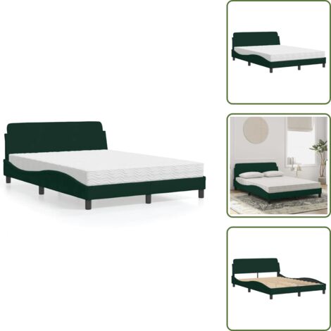 Cama verde oscuro - vidaXL Cama con colchón Dover terciopelo verde oscuro 120x200 cm - Cama con cabecero